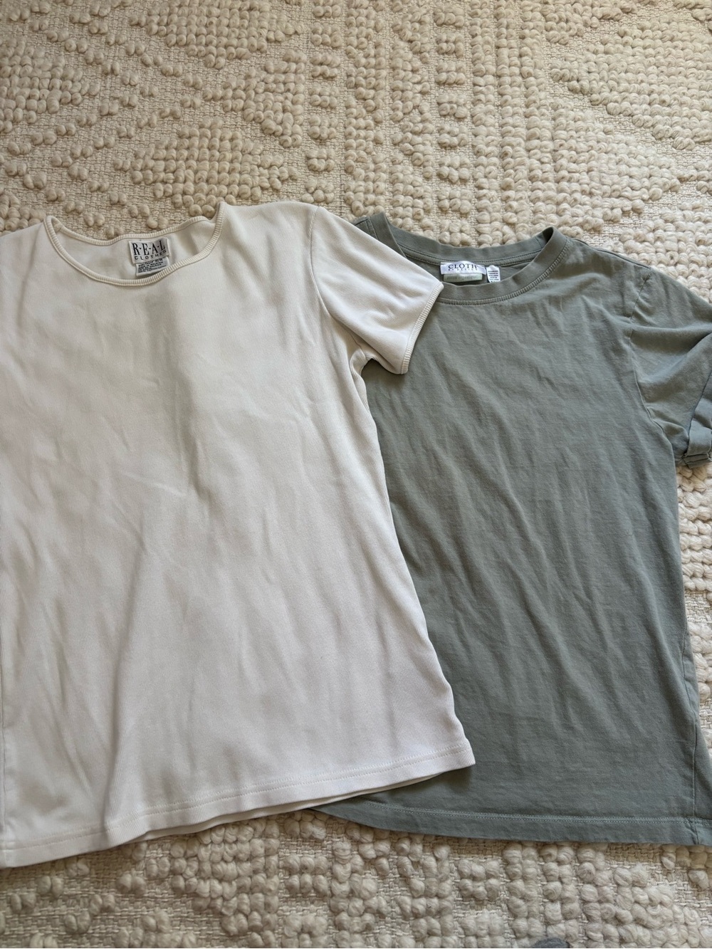 Crewneck Short Sleeve Tee - Cream & Sage